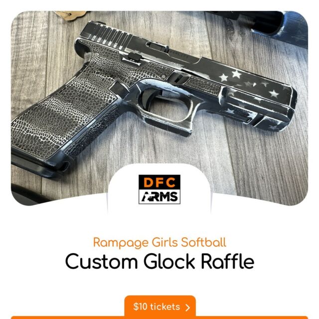 🎯 Exciting News Alert! 🎉 DFCArms proudly presents a one-of-a-kind Custom Cerakote and Laser Stippled Glock 17, valued at $945! 🔫✨ We're thrilled to announce that this beauty is up for grabs in a raffle to support our local Rampage Girls Fastpitch Softball Team! 🥎

For just $10 a ticket, you could be the lucky winner of this masterpiece, with Custom Cerakote and Laser work generously donated by DFCArms. Every ticket purchase directly contributes to the success of our Rampage Girls Fastpitch Softball Team!. Let's rally together for a great cause!

🔥 Features:
✅ Custom Cerakote Finish
✅ Precision Laser Stippling
✅ Glock 17 Excellence
✅ Trijicon Night Sights
✅ $945 Value

Hurry! Secure your chance to own this remarkable piece and support our young athletes. Stop in to grab your raffle tickets now and be part of the winning team! 🏆🎟️

100 Mary Lynn Drive STE 12
Georgetown KY 40324
502-501-4200
https://dfcarms.com

#DFCArms #SupportLocalSports #Glock17Raffle #CustomFirearm #GirlsSoftball #CommunitySupport #GeorgetownKY #Cerakote #Kentucky #LetsGoShooting #ShareShooting #RangeTime #CerakoteEverything #VeteranOwned #SmallBiz #SmallBusiness